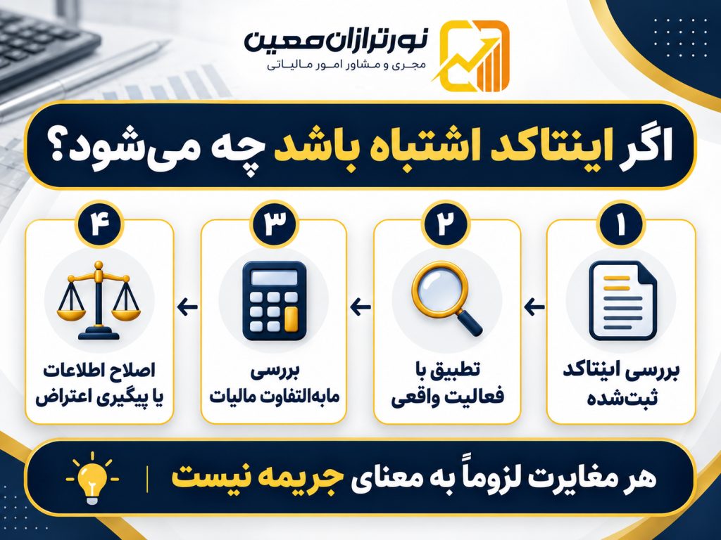 مغایرت اینتاکد با فعالیت واقعی؛ پیامد مالیاتی و حق اعتراض
