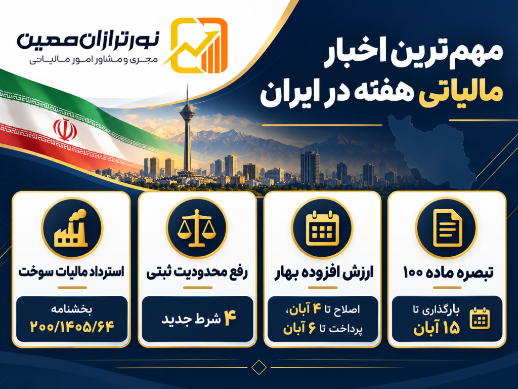 مالیات در هفته‌ای که گذشت؛ هفته اول آبان ۱۴۰۵ (۲ تا ۸ آبان)